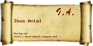 Ibos Antal névjegykártya